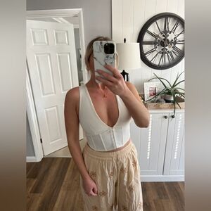 In the style white corset style crop top size 10